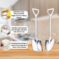 2Pcs Shovel Spoons Stainless Steel Spoon Reusable Dessert Spoons for Coffee Tea Ice Cream Fruit Sugar Cake. 
