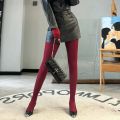 Song Hye Kyo's same burgundy stockings are slightly pressed tight leggings in spring and autumn matte impermeable meat pantyhose. 