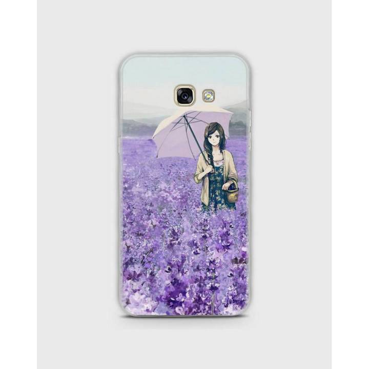A730, A7 2017 Samsung Cover 1cover2808 - Purple Flowers with Girl Print only