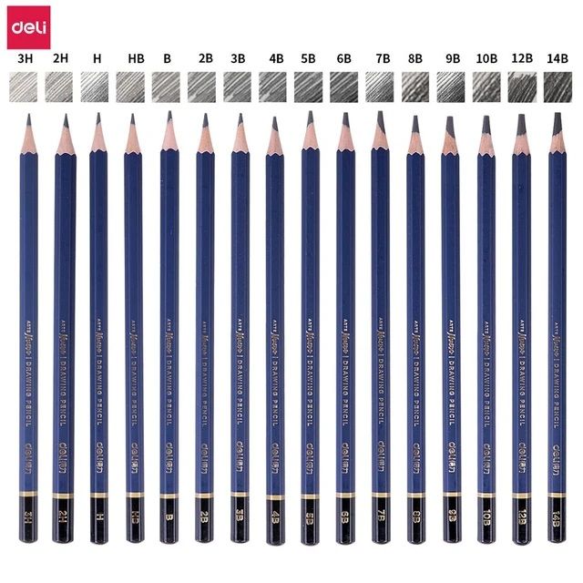 Deli Professional Drawing Sketching 14B Pencil Pack of 2 Art Drawing Graphite Pencils14B Ideal for Drawing Art, Sketching, Shading, for Beginners & Pro Artists