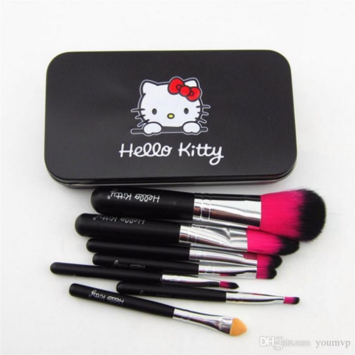 Hello Kitty - Black Mini Makeup brush Set - 7 Pcs