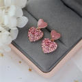 Dainty Pink  Earrings Gift-ready Sparkling  Heart Studs Hypoallergenic Fashionable Cute Earrings for Daily Wear Party Accessory Women's Gift Fashion Statement Birthday Present. 