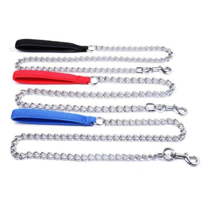 Pet Nylon Handle with Chain 6 ft x 2.5 mm Extra Fine Chain Dog Lead with Nylon Handle Chain Leash with Nylon Handle Heavy Duty Metal Chain Leads NC625