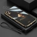 For iPhone Xr Back Cover Luxury 6D Plating Maple Leaf Side Pattern Soft Silicone Square Mobile Phone Case. 