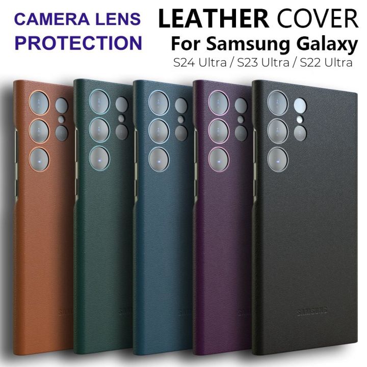 Original Elegant Leather Case For Samsung Galaxy S24 Ultra Camera Lens Full Protective Slim Cover For Galaxy S23 Ultra S22 Ultra
