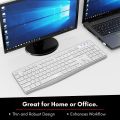 Macally Wireless Keyboard - 2.4G Ergonomic Full Size Keyboard | Numeric Keypad with 13 Shortcut Keys | Plug & Play Quiet Cordless Keyboard for Laptop & Windows PC – White. 