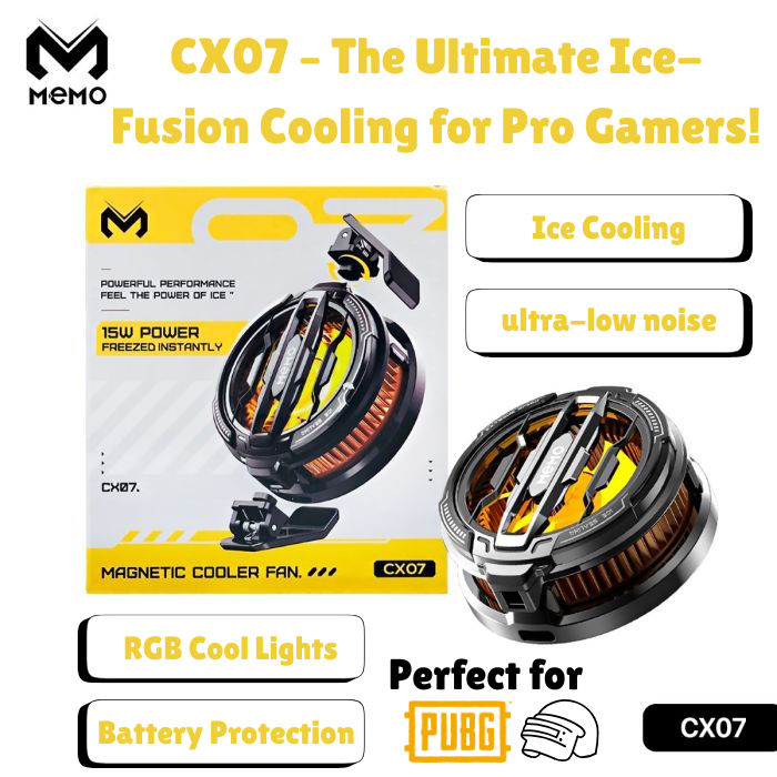 MEMO CX07 Magnetic Phone Cooler | 15W Semiconductor Cooling Fan | Best for Gaming, PUBG, FreeFire & Live Streaming