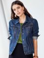 Women Longline Denim Jacket. 