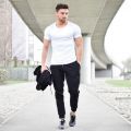 White T-Shirt & Black Trouser Summer Collection Tracksuit. 