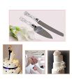 2 PC) Stainless Steel Cake Serving Set - 1 PC Cake Cutting Knife + 1 PC Cake Server Cake Décor with Crystal Handles for Weddings, Birthdays, Cakes, Gifts.. 