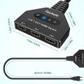 Techole HDMI Switch 4K, HDMI Switch 3 In 1 Out with HDMI Cable，3-Port HDMI Splitter Manual HDMI Switcher, Support 4K 3D 1080P, Plug and Play for Xbox, PS4, PS3, Blu-Ray Player, DVD, HDTV. 