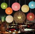 One ball string light indoor decoration yarn globe Multicolor Large Suspension lamp rattan ceiling light Round hanging. 