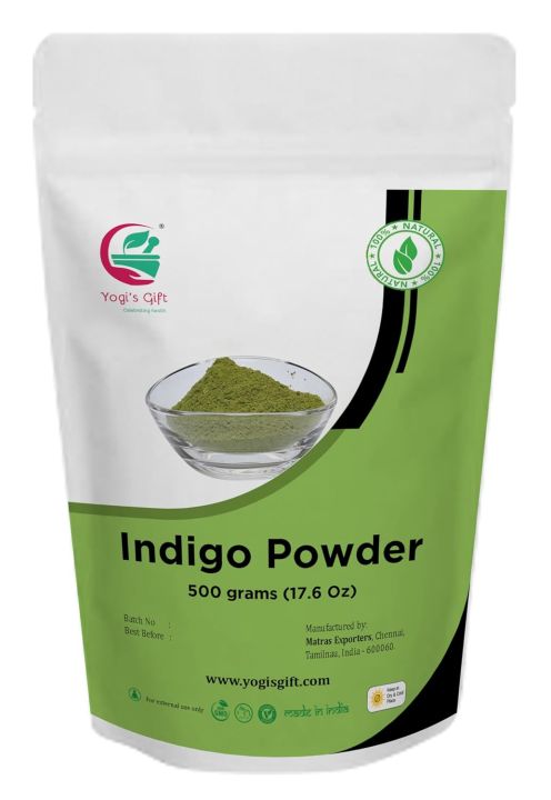 500 GRAMS | 100% Pure INDIGO POWDER for Hair (180gm) | Ideal for Black and Dark Hair | Indigofera Tinctoria | Black Henna | Natural Hair color | Yogi's Gift