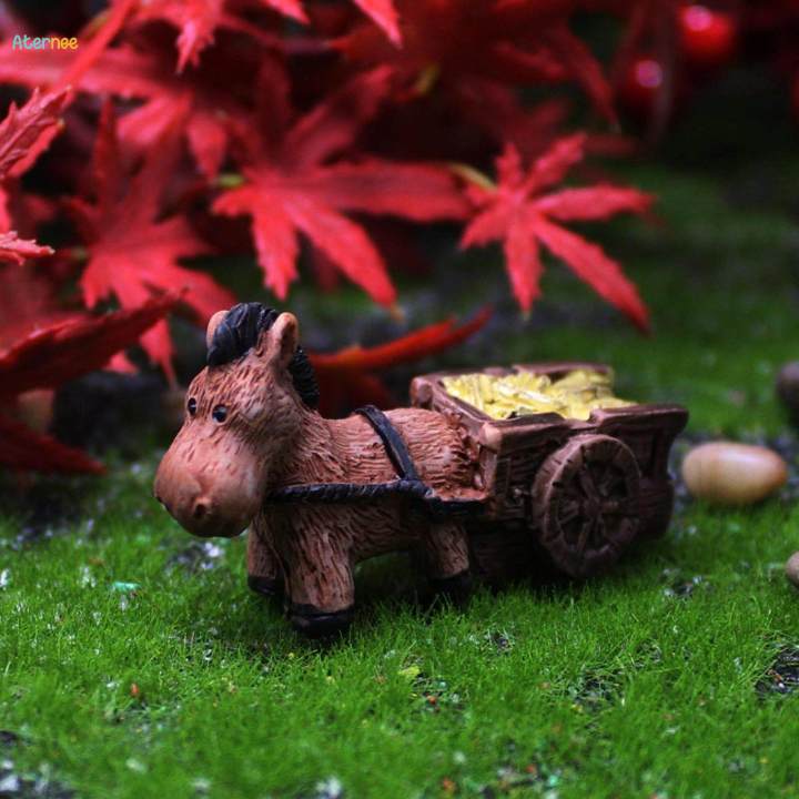 Pull Cart Mill Small Statue Crafts for Lawn Garden Office