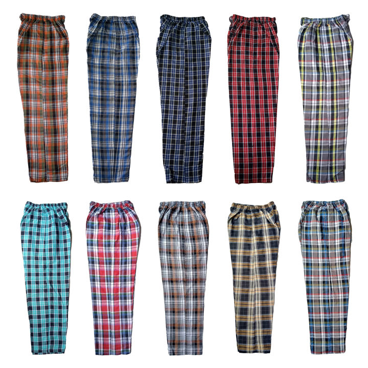 (Pack%20of%203)%20Men's%20Checkered%20Cotton%20Trousers%20%E2%80%93%20Comfortable%20Elastic%20Waist,%20Summer%20Casual%20with%20Pockets%20-%20Image%209