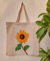 Sunflower Hand Embroidered Tote Bag. 