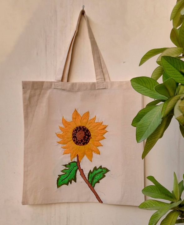 Sunflower Hand Embroidered Tote Bag