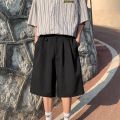 Men Solid Casual Shorts Loose Wide Leg Knee Length Summer Breathable Fashion Simple Trousers Korean Style Silk Satin Thin Bottom. 