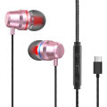 YT6 Wired Earbuds Universal Wire Control Metal Type-C Super Heavy Bass Stereo Music Earphones for Sports. 