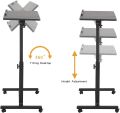 ENRG Folding Laptop Table Stand 360 Tray Adjustable Rolling Laptop Desk with Wheels Workstation Cart Computer Table Foot Pedal For Sofa Bed Office. 