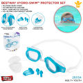Bestway Hydro-Swim Protector Set For Kids Swimming Goggles High Style Hydro Splash Swimming Kids Glasses, Nose Pin, Ear Plug Hydroswim Lil Lightning Swim Sets Protect Your Child’s Eyes Swimming Kit 3 in 1 Set Eyes, Nose and Ears Protection 26034. 