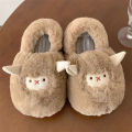 Cute Lamb Furry Women Winter New Cartoon Thick Plush Slippers Female Bedroom Slides Soft Cozy Warm Fluffy Home Shoes. 