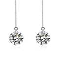 Women Cubic Zirconia Silver Plated Dangle Long Chain Line Earrings Jewelry. 