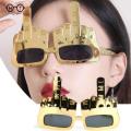 1pcs Creative Vertical Middle Finger Glasses Decoration Props Funny Sunglasses Dance Party Performance Selfie Props Glasses New. 