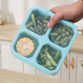 Reusable 4 Compartments Lunch Box Nut Candy Box with Cover Wheat Straw 4 Grid Snack Containers.