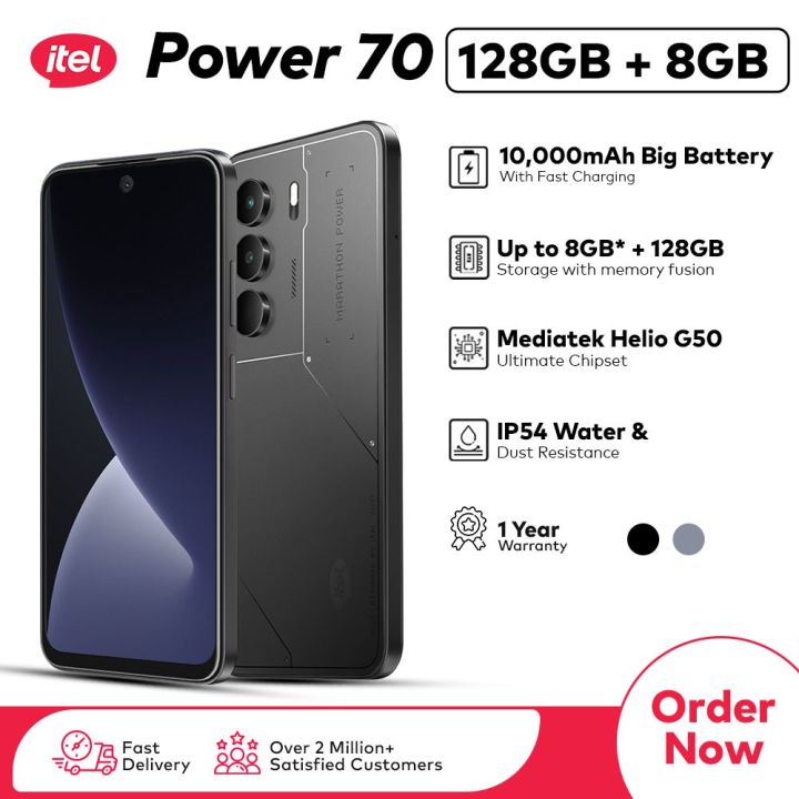 itel P70 | 10,000mAh Big Battery with Fast Charging | 6.67” HD+ 120Hz Punch-Hole Display with Dynamic Bar | Up to 8GB* + 128GB storage with memory fusion | IP54 Water & Dust Resistance | 13MP Rear HD  & 8MP Front Camera | PTA Approved & 1 year warranty