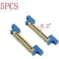 Terminal Block Blue Terminal Bus Bar 10 Positions Screw Brass Terminal Grounding Strip Bus Bar Block Pack of 5. 