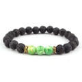 Lava Stone Beads Natural Stone Bracelet Men Volcanic Stone Jewelry Stretch Yoga Bracelet. 