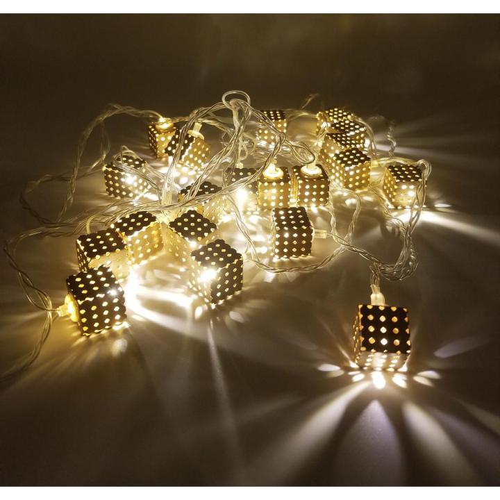 GOLDEN CUBE STRING FAIRY LIGHT ( PLUG IN GOLDEN FAIRY LIGHT )