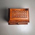 Hand-Carved Shesham Wood Jewelry Box with Drawer - 9x12 Inches. 