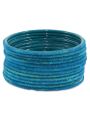 Sky Blue | 24 pieces/ 2 Dozen velvet glass bangles of all sizes ( do, sawa do , dhai ). 