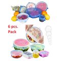 Silicone Super Stretch Lids Seals - Reusable Food Covers - Fit for Various Sizes n Shapes of Containers Bowls - Air Tight Leak Proof Stretchable Transparent 6 pcs Pack. 
