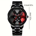 1pc Men's Wheel Sports Car Tire Shaped Watch, Student Fully Automatic Quartz Watch, Ideal choice for Gifts. 