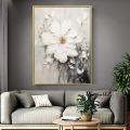 Large 3D Textured Abstract White Flower Painting Print Original Flower Canvas Wall Art Home Decor Minimalist Custom Painting Ready to hang. 