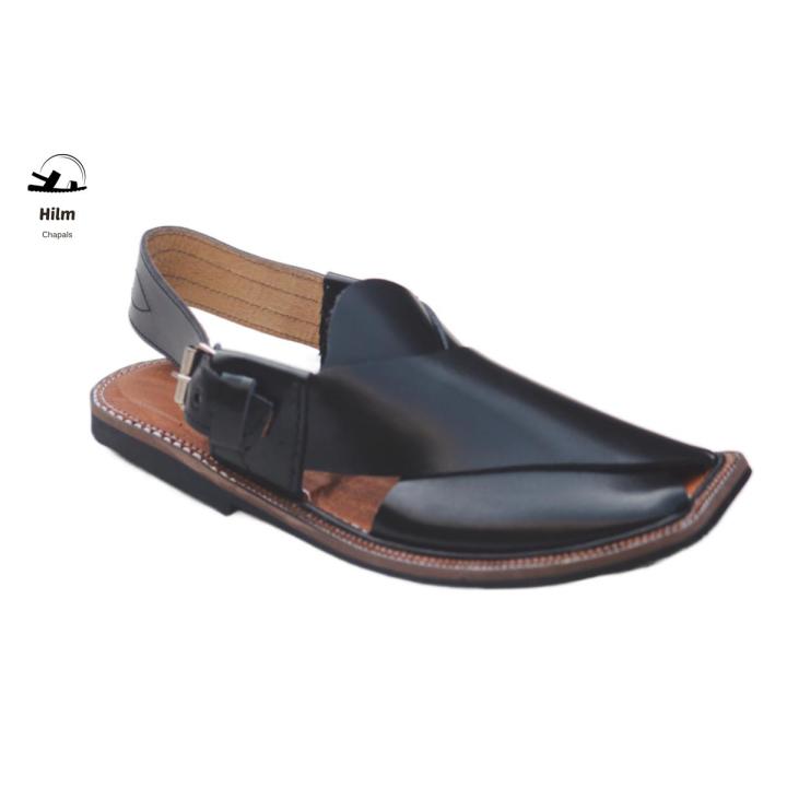 Charsada Chappal / Sandal – Gents – Genuine Leather Black Leather ...