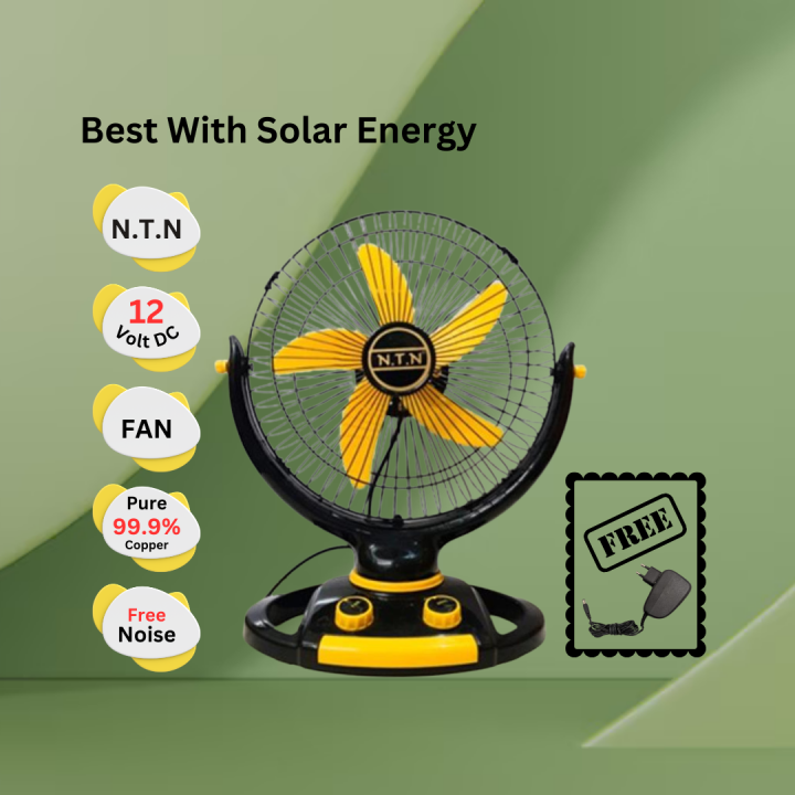 NTN Auto Rotatable Table Fan 12 Volt solar DC Fan With Free Supply