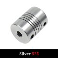 D19L25 4mm 5mm 6mm 6.35mm 8mm 10mm Aluminum Z Axis Flexible Coupling For Stepper Motor Coupler Shaft Couplings 3D silver. 