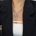 1Pc/Pair Fashion Pink Peach Heart Necklaces Earrings Sweet Cool Jewelry Sets SUPER BABY. 