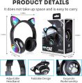 Cat Ear Headphone STN 28 Bluetooth 5.0 Stereo Headset Audio Device Noise Canceling and Microphone Support TF Card Dual Connection with RGB Flashing Light. 