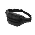 Men Leather Waist Bag Travel Pocket - Black. 
