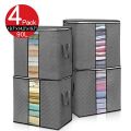 Pack 2 Large Storage Bags, Storage Bag Clothes Storage Box Bins Foldable Closet Organizers Storage Containers with Durable Handles Thick Fabric for Blanket. 