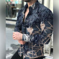 Casual Shirt Wear Resistant Irregular Pattern Print Men Shirt. 