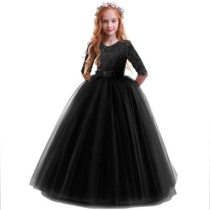 BLACK NET MAXI DRESS FOR BABY and GIRLS - Elegant and Stylish Dress for Special Occasions - Premium Quality