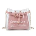 Women’s Transparent Chain Shoulder Bag Set, Jelly Handbag and Crossbody 2-Piece Fashion Purse Combo. 