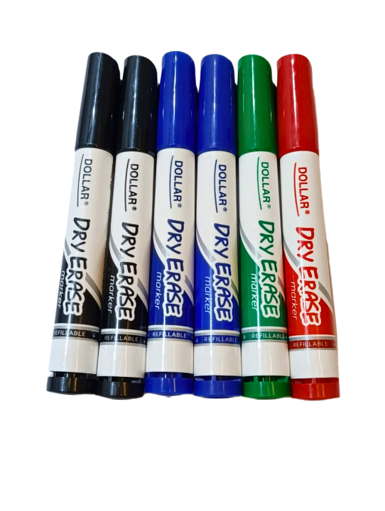 Pack of 6 White Board Markers  Dry Erase Refillable