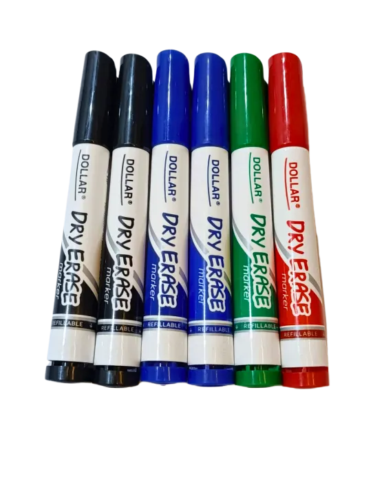 Pack of 6 White Board Markers  Dry Erase Refillable
